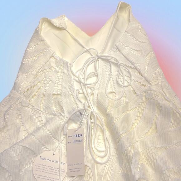 TWO SISTERS Women’s 12 White Lace Dress - Picture 5 of 5